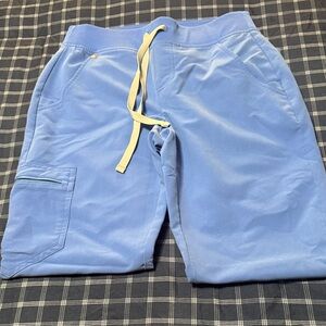 Figs Light Blue Jogger Pants with grey Drawstring